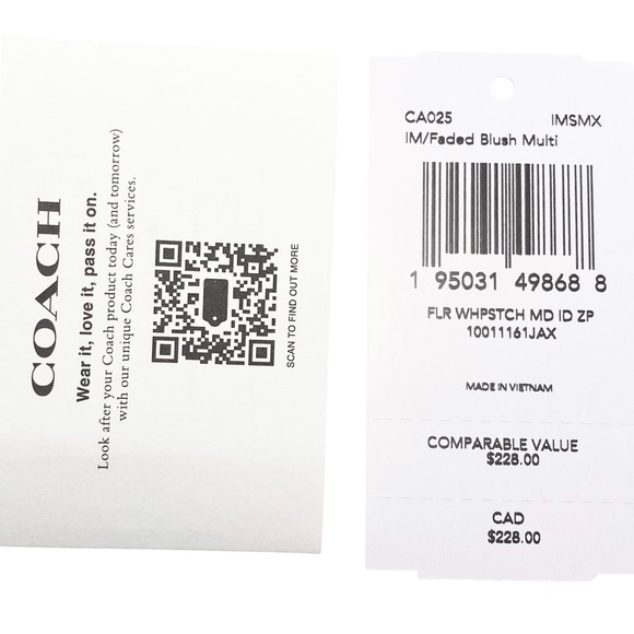 Coach Medium Id Zip Wallet With Floral Whipstitch #CA025 - Picture 11 of 12